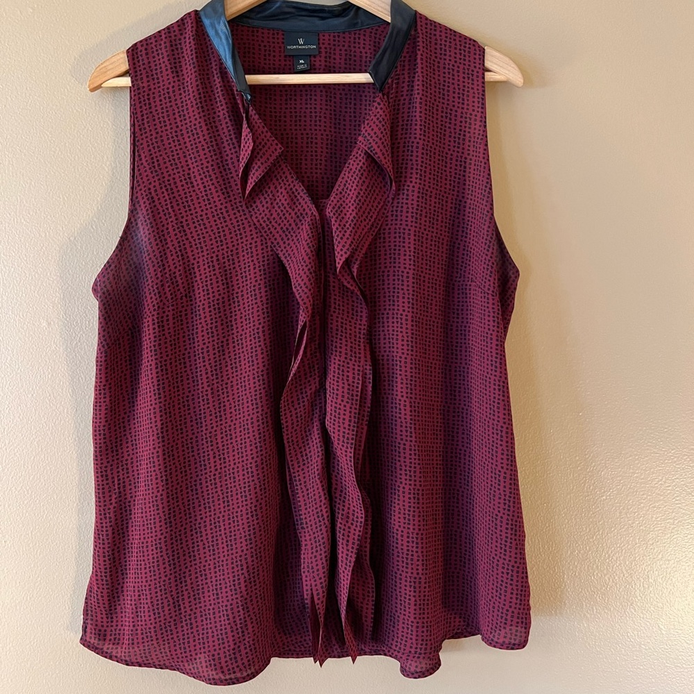 XL Worthington sleveless dress tank top with pleather collar